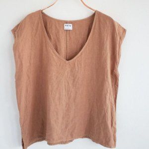 Esby - Evie Top in Pecan - S 100% Linen